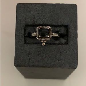 Black square silver ring